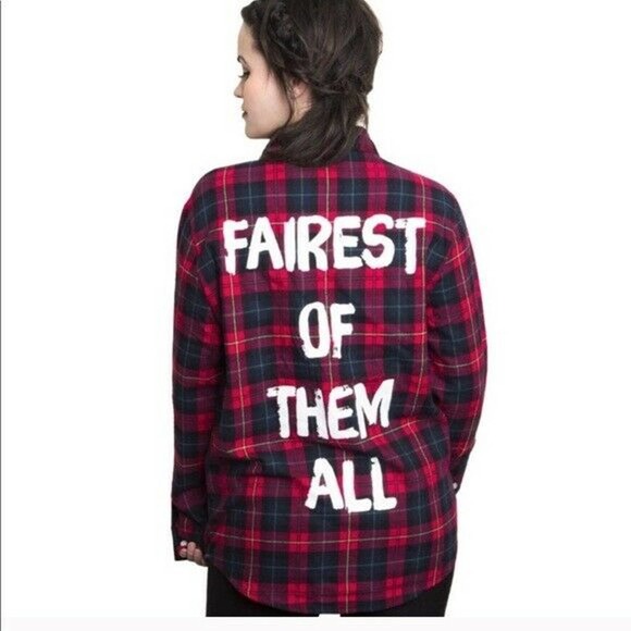 Cakeworthy Disney Snow White Fairest Of Them All Plaid Button Up Shirt Top M